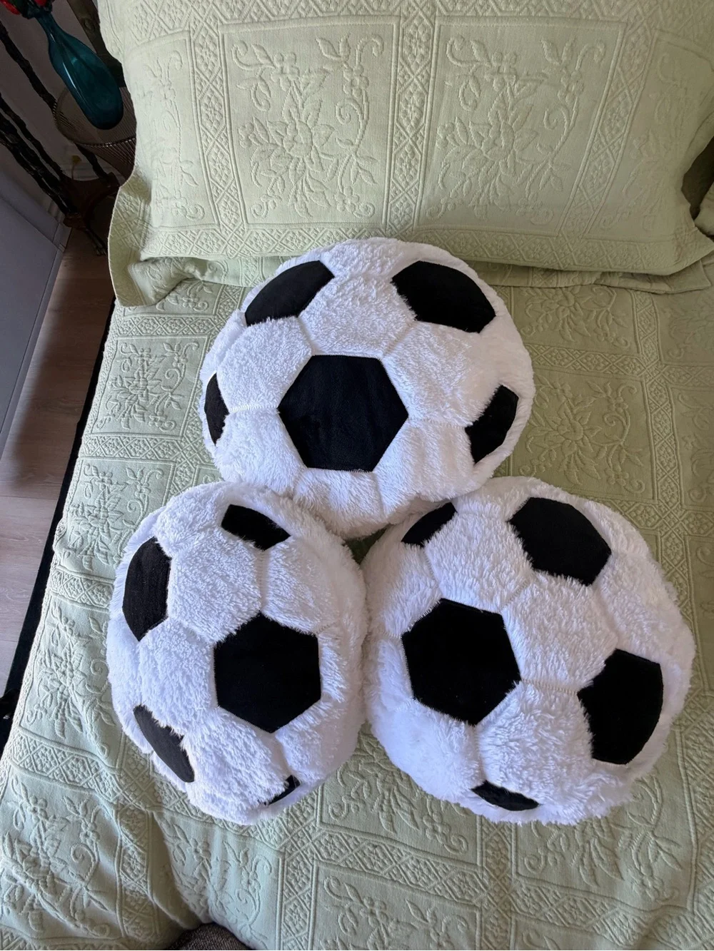 Black & White Soccer Pattern Throw Pillows and blanket